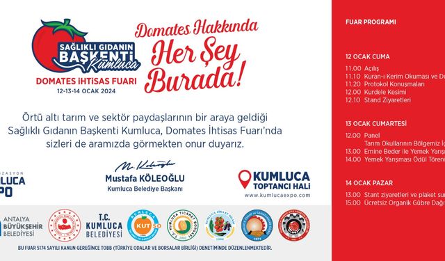 Kumluca'da Domates İhtisas Fuarı Başlıyor