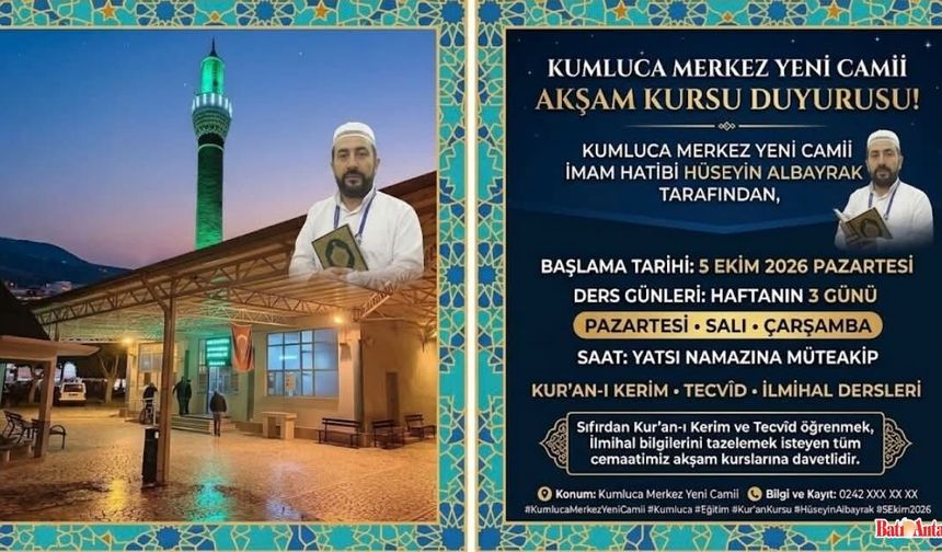 Kumluca’da Kur’an-ı Kerim, Tecvîd ve İlmihal Dersleri Başlıyor